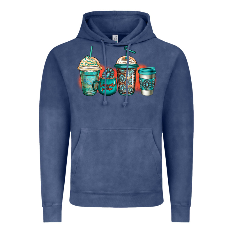 Turquoise Junkie Coffee Cups Vintage Hoodie by Jasminsmagicworld | Teevron