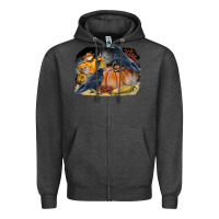 Charcoal Heather Fall Background With Crow Zipper Hoodie - LillyAllenDesigns