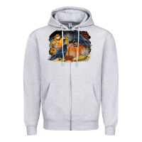 Heather Grey Fall Background With Crow Zipper Hoodie - LillyAllenDesigns