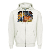 Oatmeal Heather Fall Background With Crow Zipper Hoodie - LillyAllenDesigns