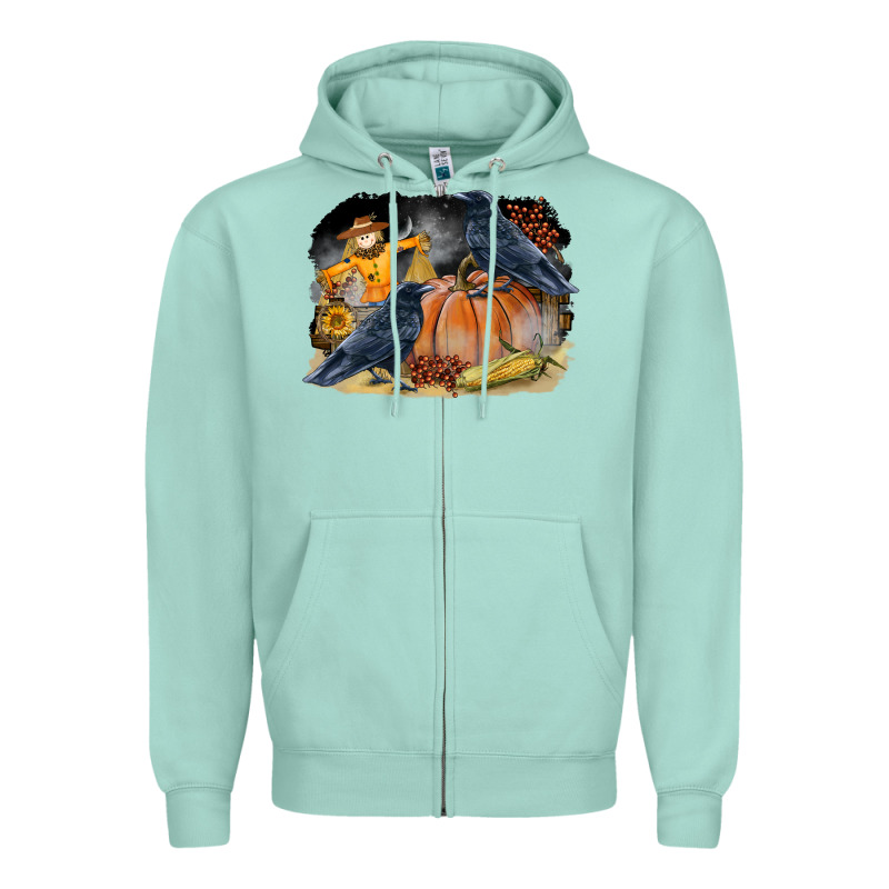 Fall Background With Crow Zipper Hoodie by LillyAllenDesigns | Teevron