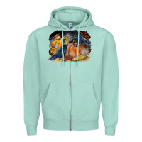 Seafoam Fall Background With Crow Zipper Hoodie - LillyAllenDesigns