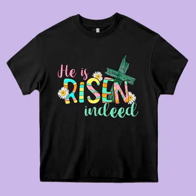 He Is Risen Indeed Easter Heavy Core Tee Designed By Cowgirlartshop