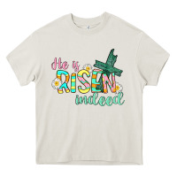 Cream He is risen indeed Easter Heavy Core Tee - CowGirlArtShop