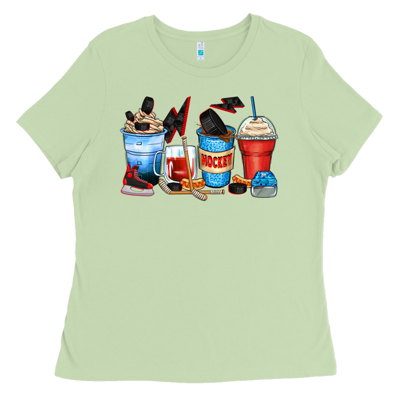 Hockey Begins After Coffee Cups Ladies Tee by Zillion Design Studio | Teevron
