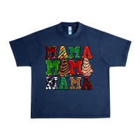 Navy mama mama mama with christmas lights and christmas tree cakes Urban Heavy Tee - AdoDesignShop