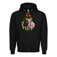 Black christmas pig Zipper Hoodie - LillyAllenDesigns