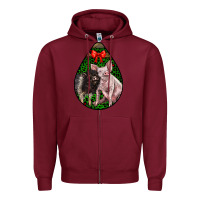 Burgundy christmas pig Zipper Hoodie - LillyAllenDesigns