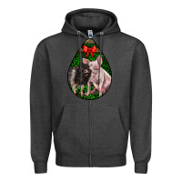 Charcoal Heather christmas pig Zipper Hoodie - LillyAllenDesigns