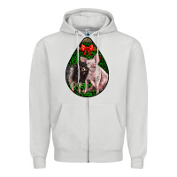 Dove Grey christmas pig Zipper Hoodie - LillyAllenDesigns
