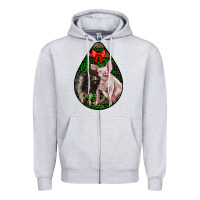 Heather Grey christmas pig Zipper Hoodie - LillyAllenDesigns