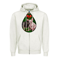 Oatmeal Heather christmas pig Zipper Hoodie - LillyAllenDesigns