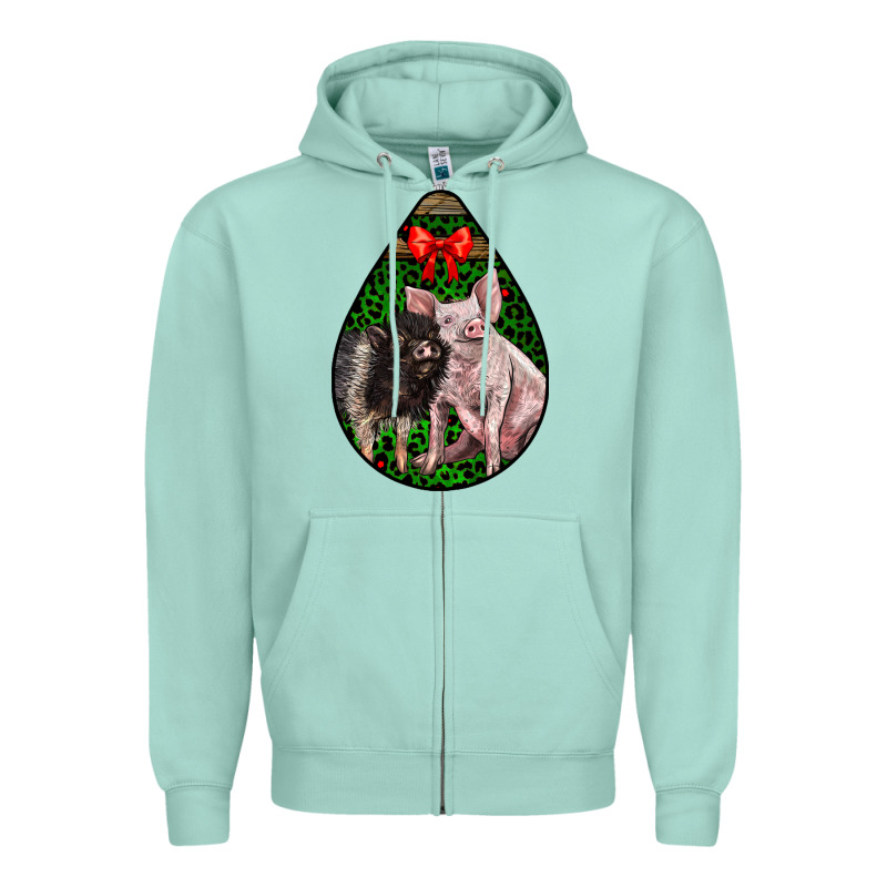 Christmas Pig Zipper Hoodie by LillyAllenDesigns | Teevron