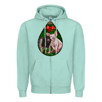 Seafoam christmas pig Zipper Hoodie - LillyAllenDesigns