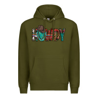 Army Green Western Howdy Gemstone Cowboy Hat Premium Hoodie - HowdyJamesFarm