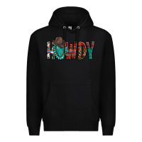 Black Western Howdy Gemstone Cowboy Hat Premium Hoodie - HowdyJamesFarm