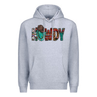 Heather Grey Western Howdy Gemstone Cowboy Hat Premium Hoodie - HowdyJamesFarm