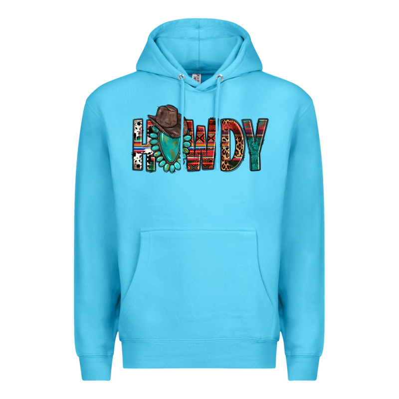 Western Howdy Gemstone Cowboy Hat Premium Hoodie by HowdyJamesFarm | Teevron
