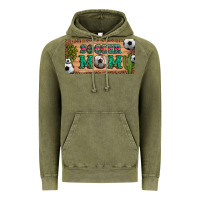 Vintage Olive soccer mom with ball and cactus and serape licanse plate Vintage Hoodie - Artiststas