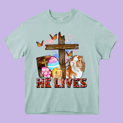 He Lives Easter Day Heavy Core Tee Designed By Cowgirlartshop