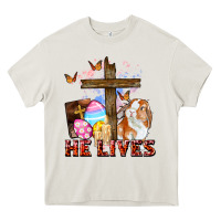 Cream He lives Easter Day Heavy Core Tee - CowGirlArtShop