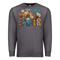Charcoal Heather Happy Easter with Cowboy Premium Sweatshirt - NancyCooperArtShop