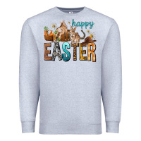 Heather Grey Happy Easter with Cowboy Premium Sweatshirt - NancyCooperArtShop