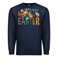 Navy Happy Easter with Cowboy Premium Sweatshirt - NancyCooperArtShop