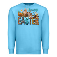 Ocean Blue Happy Easter with Cowboy Premium Sweatshirt - NancyCooperArtShop