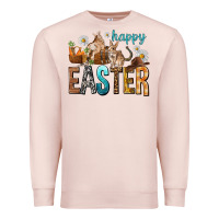 Pale Pink Happy Easter with Cowboy Premium Sweatshirt - NancyCooperArtShop