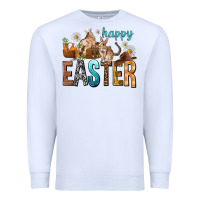 White Happy Easter with Cowboy Premium Sweatshirt - NancyCooperArtShop