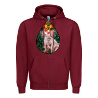 Burgundy christmas pig Zipper Hoodie - LillyAllenDesigns