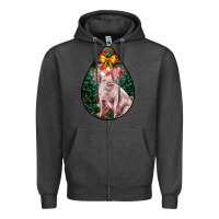Charcoal Heather christmas pig Zipper Hoodie - LillyAllenDesigns