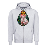 Heather Grey christmas pig Zipper Hoodie - LillyAllenDesigns