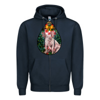 Navy christmas pig Zipper Hoodie - LillyAllenDesigns
