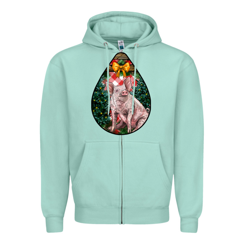 Christmas Pig Zipper Hoodie by LillyAllenDesigns | Teevron
