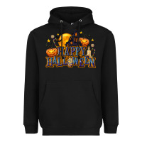 Black Happy Halloween Heavyweight Hoodie - texasbilliewilder