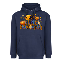 Navy Happy Halloween Heavyweight Hoodie - texasbilliewilder
