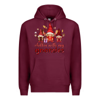 Burgundy Chilling with my gnomies Valentine's Day Premium Hoodie - HowdyJamesFarm