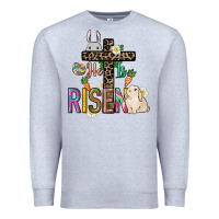 Heather Grey He is risen Easter Premium Sweatshirt - NancyCooperArtShop