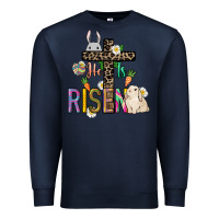 Navy He is risen Easter Premium Sweatshirt - NancyCooperArtShop