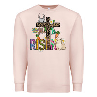 Pale Pink He is risen Easter Premium Sweatshirt - NancyCooperArtShop