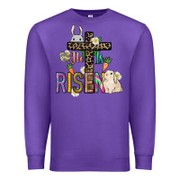 Purple He is risen Easter Premium Sweatshirt - NancyCooperArtShop