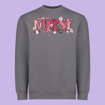 Nurse Breast Cancer Awareness Heavyweight Sweatshirt Designed By Maliassmallbusiness