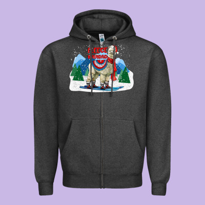 Fleece Navidad Alpaca Mountains Zipper Hoodie Designed By Lillyallendesigns