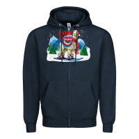 Navy fleece navidad alpaca mountains Zipper Hoodie - LillyAllenDesigns