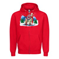 Red fleece navidad alpaca mountains Zipper Hoodie - LillyAllenDesigns