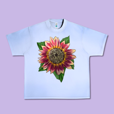 Crimson Blaze Sunflower Urban Heavy Tee Designed By Lillyallendesigns
