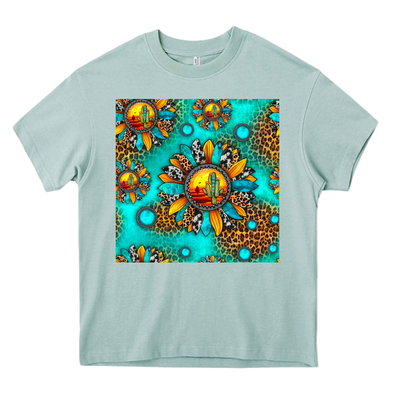 Western Sunset Sunflowers Seamless Pattern Heavy Core Tee by HRA Design Shop | Teevron