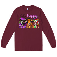 Burgundy happy hallothanksmas cows  nancy Long Sleeve Tee - NancyCooperArtShop